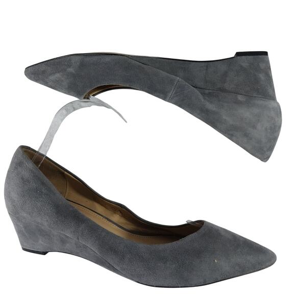 TALBOTS! SOFT DOVE GRAY GENUINE SUEDE LEATHER WEDGE HEEL PUMPS, HEELS! SZ 9M - Picture 7 of 12
